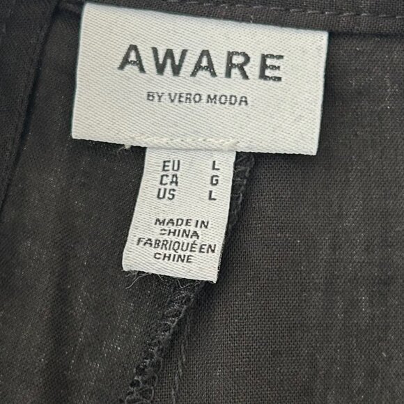 Aware by Vero Moda Viscose / Linen Black Pants Size L - Picture 7 of 10